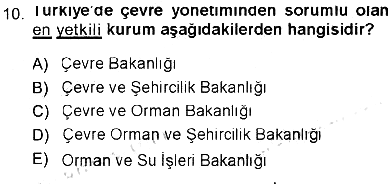 Çevre Sosyolojisi 2012-2013 Tek Ders Sınavı - 10. soru