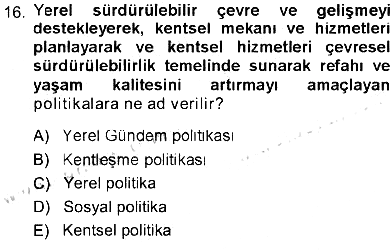 Çevre Sosyolojisi 2012-2013 Tek Ders Sınavı - 16. soru