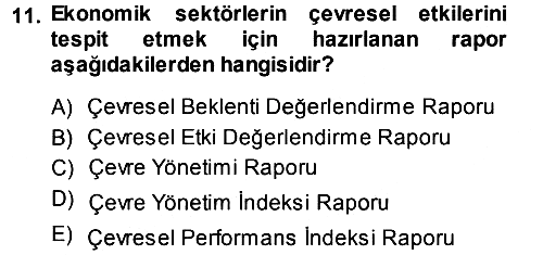 Çevre Sosyolojisi 2013-2014 Tek Ders Sınavı - 11. soru