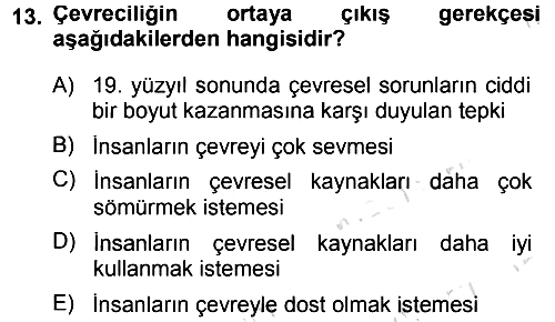 Çevre Sosyolojisi 2013-2014 Tek Ders Sınavı - 13. soru