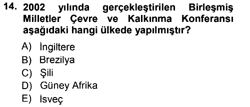 Çevre Sosyolojisi 2014-2015 Tek Ders Sınavı - 14. soru
