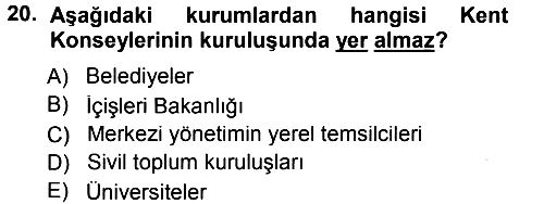 Çevre Sosyolojisi 2014-2015 Tek Ders Sınavı - 20. soru