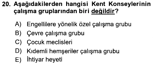 Çevre Sosyolojisi 2015-2016 Tek Ders Sınavı - 20. soru
