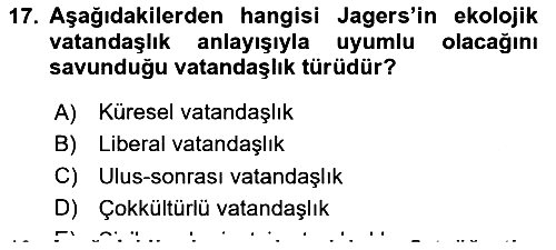 Çevre Sosyolojisi 2019-2020 Yaz Okulu Sınavı - 17. soru
