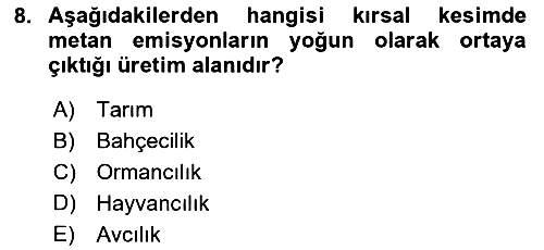 Çevre Sosyolojisi 2020-2021 Yaz Okulu Sınavı - 8. soru