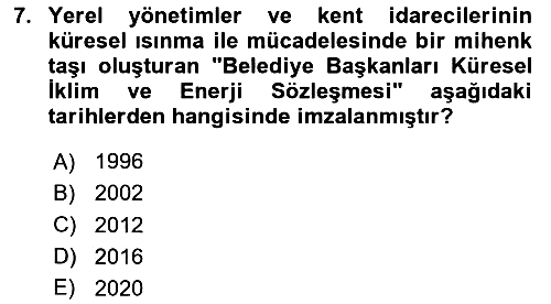 Çevre Sosyolojisi 2024-2025 Yaz Okulu Sınavı - 7. soru