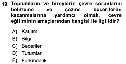 Çevre Sosyolojisi 2024-2025 Yaz Okulu Sınavı - 19. soru