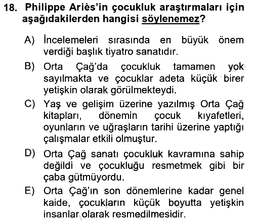 Çocukluk Sosyolojisi 2023-2024 Ara Sınav - 18. soru
