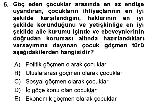 Çocukluk Sosyolojisi 2023-2024 Dönem Sonu Sınavı - 5. soru