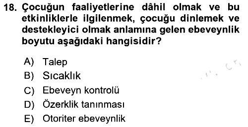 Çocukluk Sosyolojisi 2024-2025 Dönem Sonu Sınavı - 18. soru