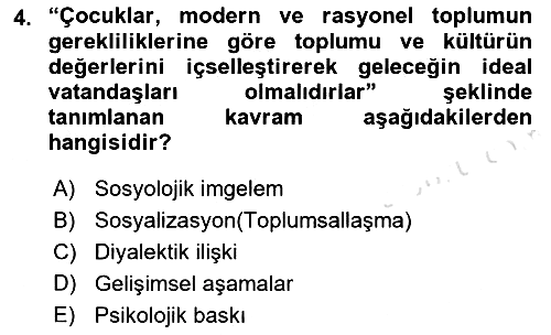 Çocukluk Sosyolojisi 2022-2023 Yaz Okulu Sınavı - 4. soru