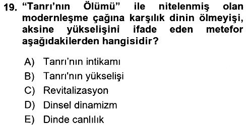 Din ve Toplum 2016-2017 3 Ders Sınavı - 19. soru