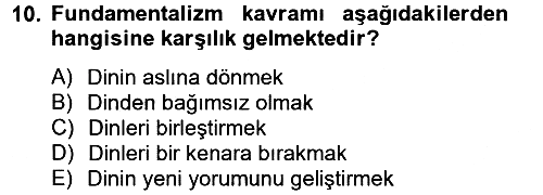 Din ve Toplum 2012-2013 Ara Sınav - 10. soru