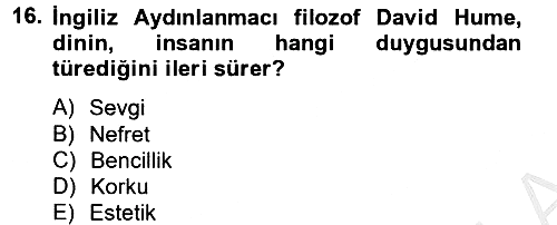 Din ve Toplum 2012-2013 Ara Sınav - 16. soru