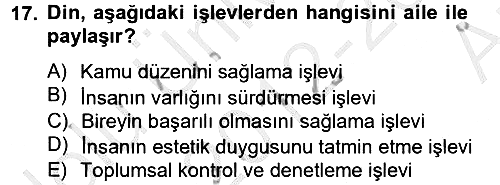Din ve Toplum 2012-2013 Ara Sınav - 17. soru
