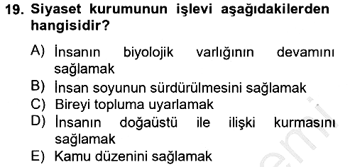 Din ve Toplum 2012-2013 Ara Sınav - 19. soru