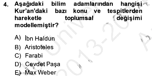 Din ve Toplum 2013-2014 Ara Sınav - 4. soru
