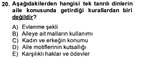 Din ve Toplum 2013-2014 Ara Sınav - 20. soru