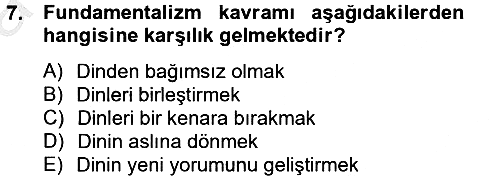 Din ve Toplum 2014-2015 Ara Sınav - 7. soru
