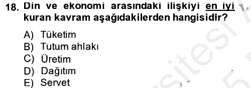 Din ve Toplum 2014-2015 Ara Sınav - 18. soru