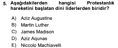 Din ve Toplum 2016-2017 Ara Sınav - 5. soru