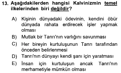 Din ve Toplum 2016-2017 Ara Sınav - 13. soru