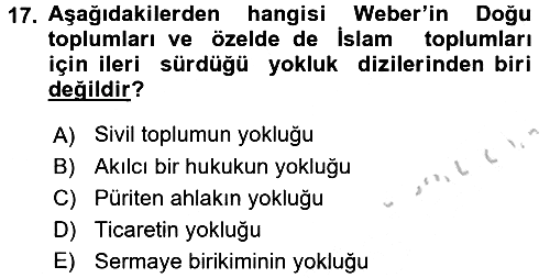 Din ve Toplum 2016-2017 Ara Sınav - 17. soru