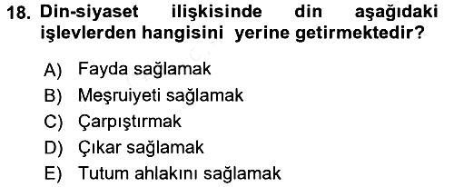 Din ve Toplum 2017-2018 Ara Sınav - 18. soru
