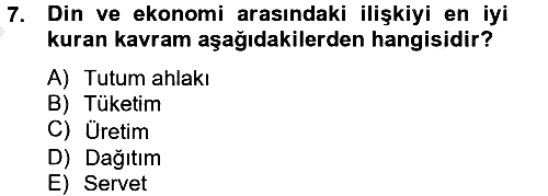 Din ve Toplum 2012-2013 Dönem Sonu Sınavı - 7. soru