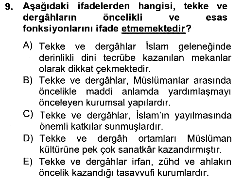 Din ve Toplum 2012-2013 Dönem Sonu Sınavı - 9. soru
