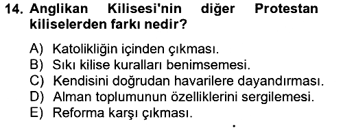 Din ve Toplum 2012-2013 Dönem Sonu Sınavı - 14. soru