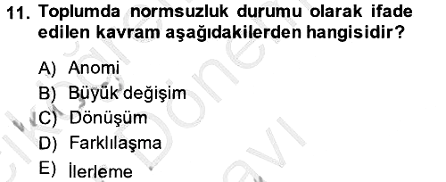 Din ve Toplum 2013-2014 Dönem Sonu Sınavı - 11. soru