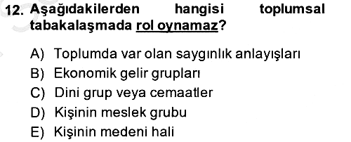 Din ve Toplum 2013-2014 Dönem Sonu Sınavı - 12. soru