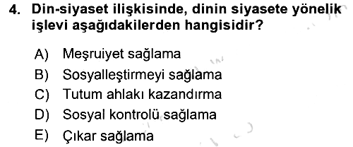Din ve Toplum 2015-2016 Dönem Sonu Sınavı - 4. soru