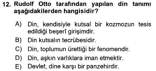 Din ve Toplum 2015-2016 Dönem Sonu Sınavı - 12. soru