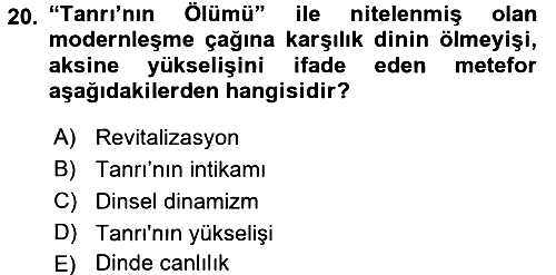 Din ve Toplum 2015-2016 Dönem Sonu Sınavı - 20. soru