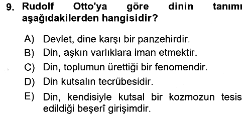 Din ve Toplum 2016-2017 Dönem Sonu Sınavı - 9. soru