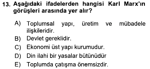 Din ve Toplum 2016-2017 Dönem Sonu Sınavı - 13. soru