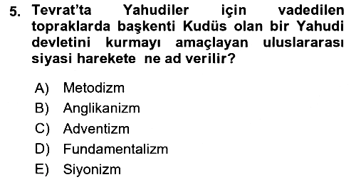 Din ve Toplum 2024-2025 Dönem Sonu Sınavı - 5. soru