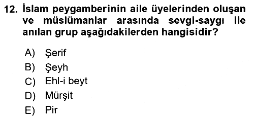 Din ve Toplum 2024-2025 Dönem Sonu Sınavı - 12. soru