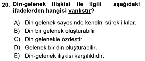 Din ve Toplum 2024-2025 Dönem Sonu Sınavı - 20. soru