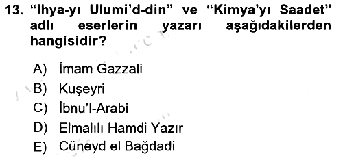 Din ve Toplum 2020-2021 Yaz Okulu Sınavı - 13. soru