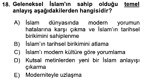 Din ve Toplum 2021-2022 Yaz Okulu Sınavı - 18. soru