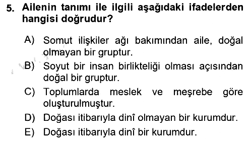 Din ve Toplum 2024-2025 Yaz Okulu Sınavı - 5. soru