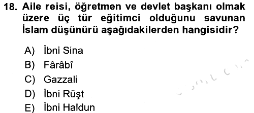 Eğitim Felsefesi 2018-2019 3 Ders Sınavı - 18. soru
