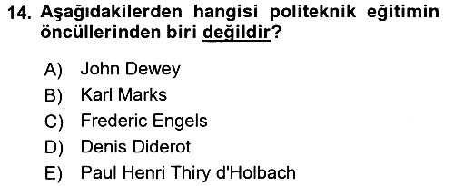 Eğitim Felsefesi 2017-2018 Ara Sınav - 14. soru