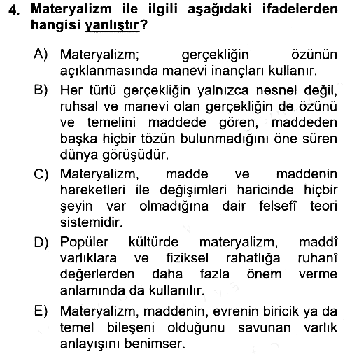 Eğitim Felsefesi 2018-2019 Ara Sınav - 4. soru