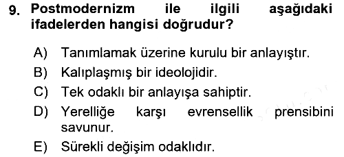 Eğitim Felsefesi 2018-2019 Ara Sınav - 9. soru
