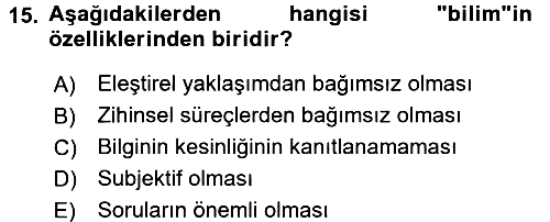 Eğitim Felsefesi 2018-2019 Ara Sınav - 15. soru