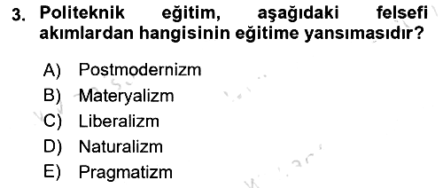 Eğitim Felsefesi 2023-2024 Ara Sınav - 3. soru